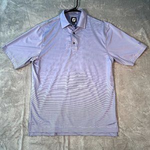 FootJoy Polo Shirt Men's Medium Purple White Short Sleeve Golf Shirt